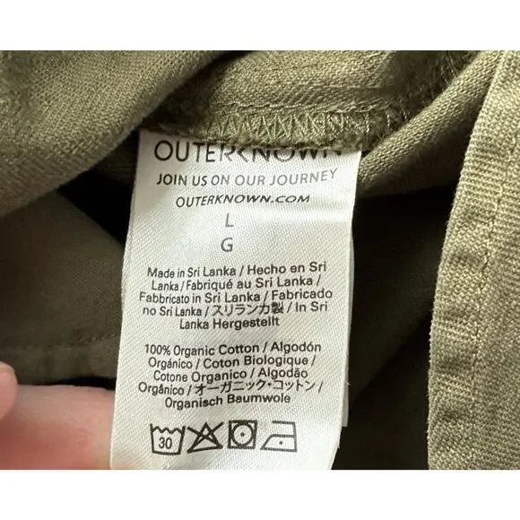 NWT Outerknown Sz L 100% Org Ctn Olive Cinched Adj Waist Btn Plts LS Shirt Dress - Picture 9 of 13